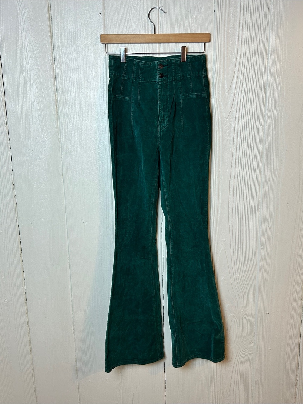 We The Free Forest Green Jayde corduroy Flare Jeans Size 27 boho festival